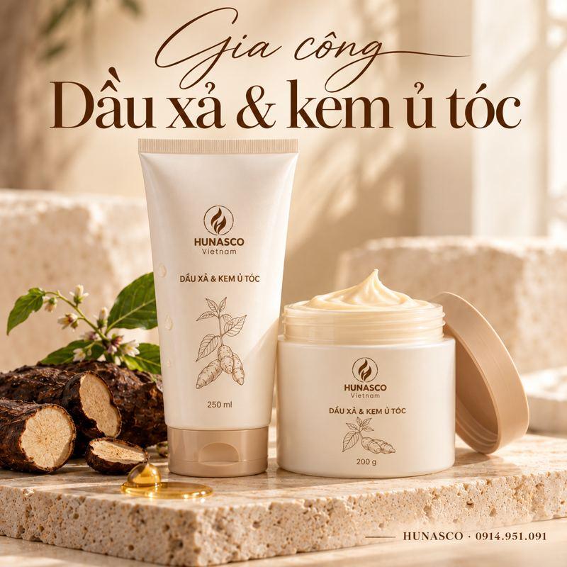 Gia công dầu xả & kem ủ tóc thảo dược