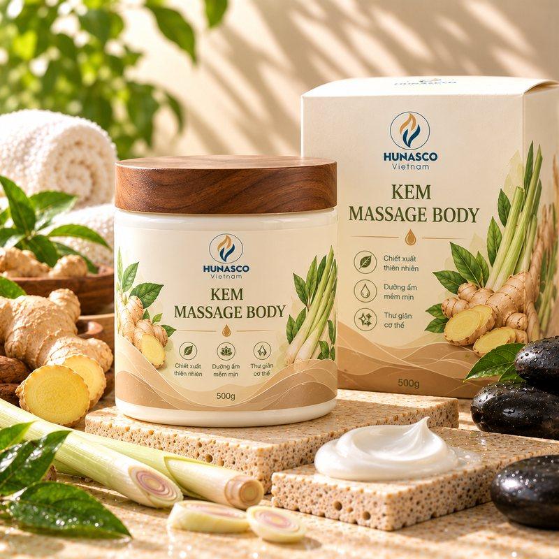 Gia công kem massage body tại nhà máy Hunasco