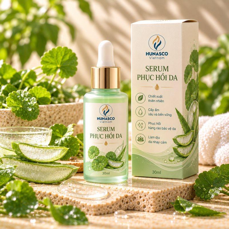 Gia công serum phục hồi da tại nhà máy Hunasco